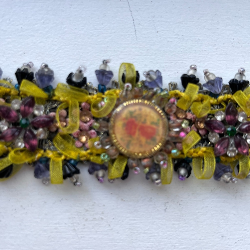 Vintage Rare Mille Fleur Bracelet 
Made by Twos Company 
No missing stones.